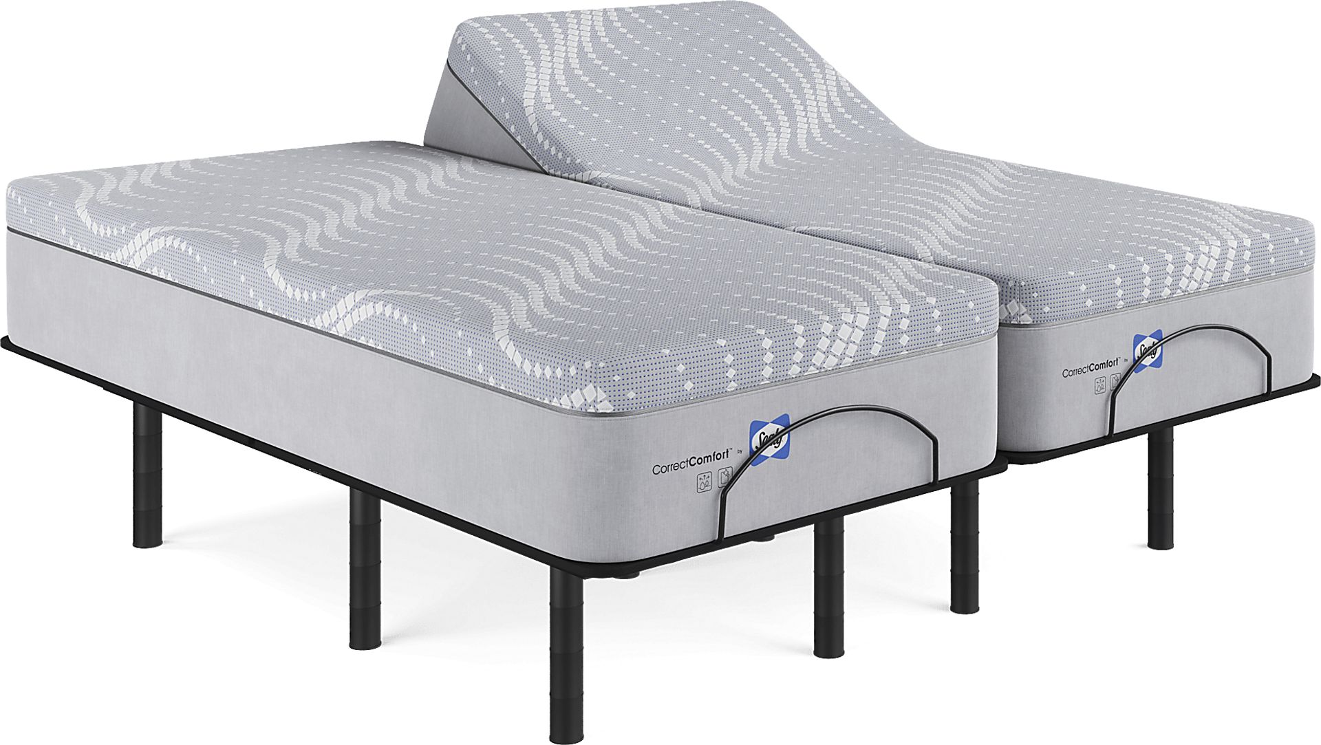 Sealy Correct Comfort Bradford Hill Split King Mattress with Head Up Only Base - Image 1