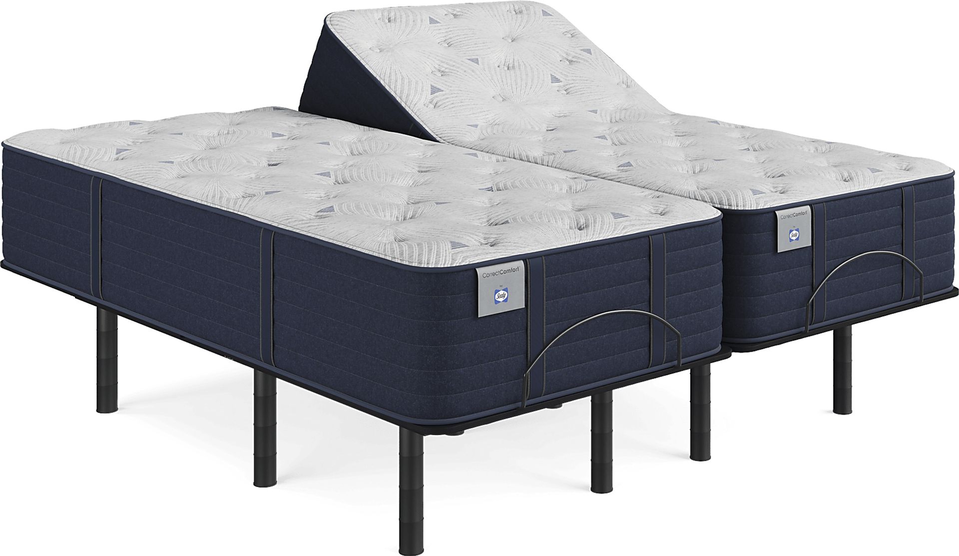 Sealy Correct Comfort Kerry Park Split King Mattress with Head Up Only Base - Image 1