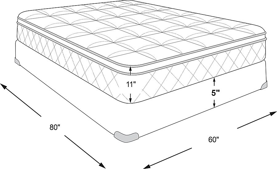 mattress: 80"l x 60"w x 11"h, foundation: 5"h