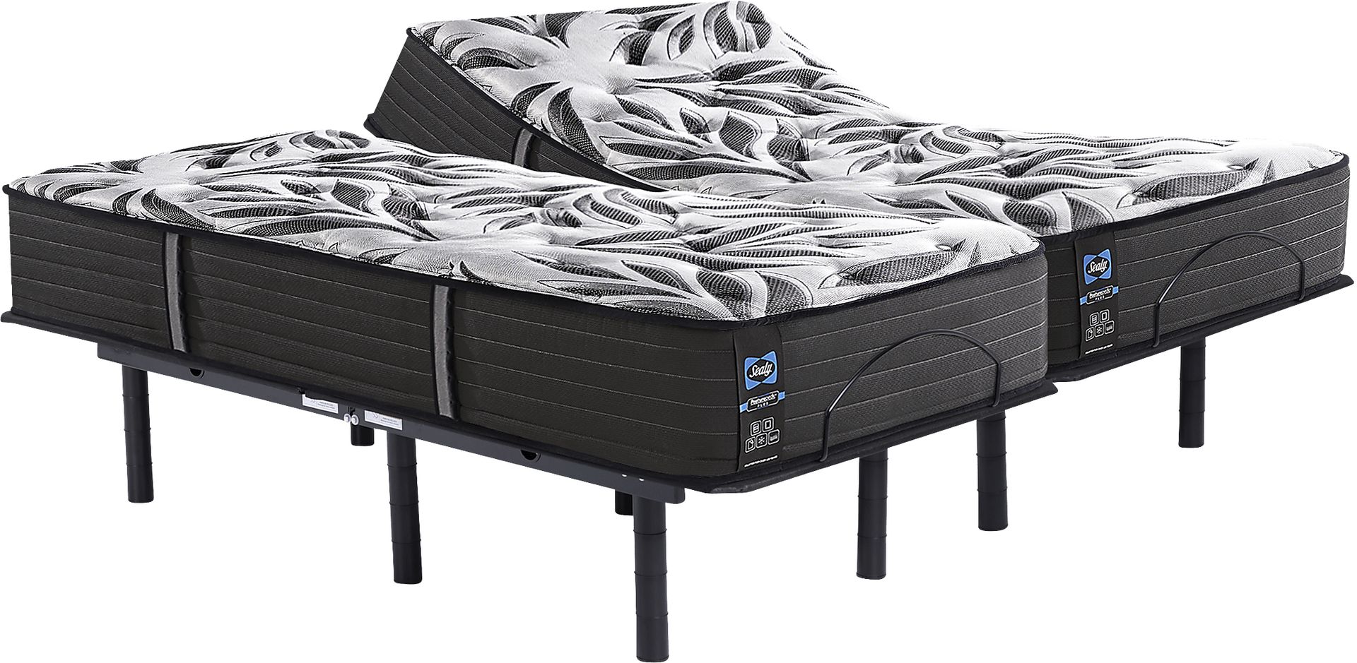 Sealy Posturepedic Colliford Split King Mattress Set with Head Up Only Base - Image 1