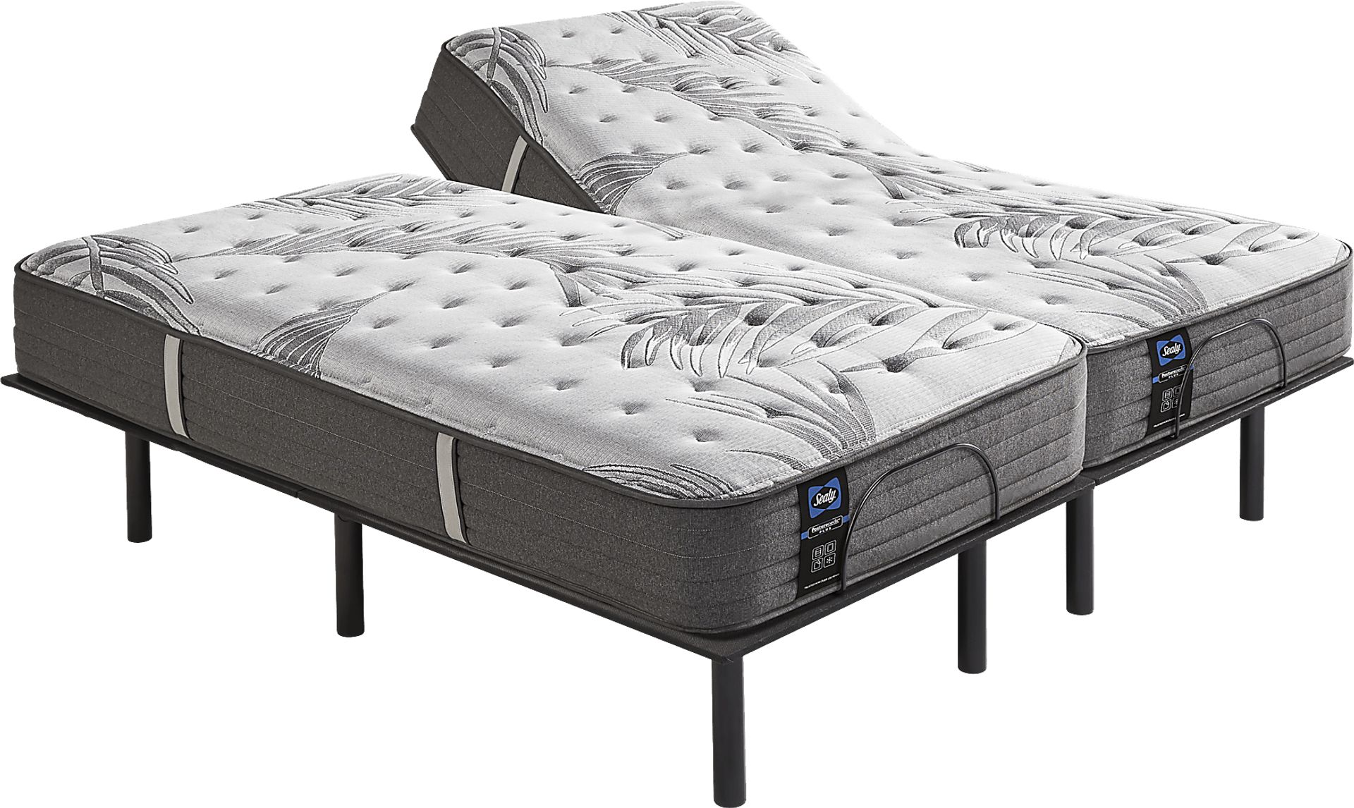 Sealy Posturepedic Plus Lockfield Split King Mattress with Head Up Only Base - Image 1