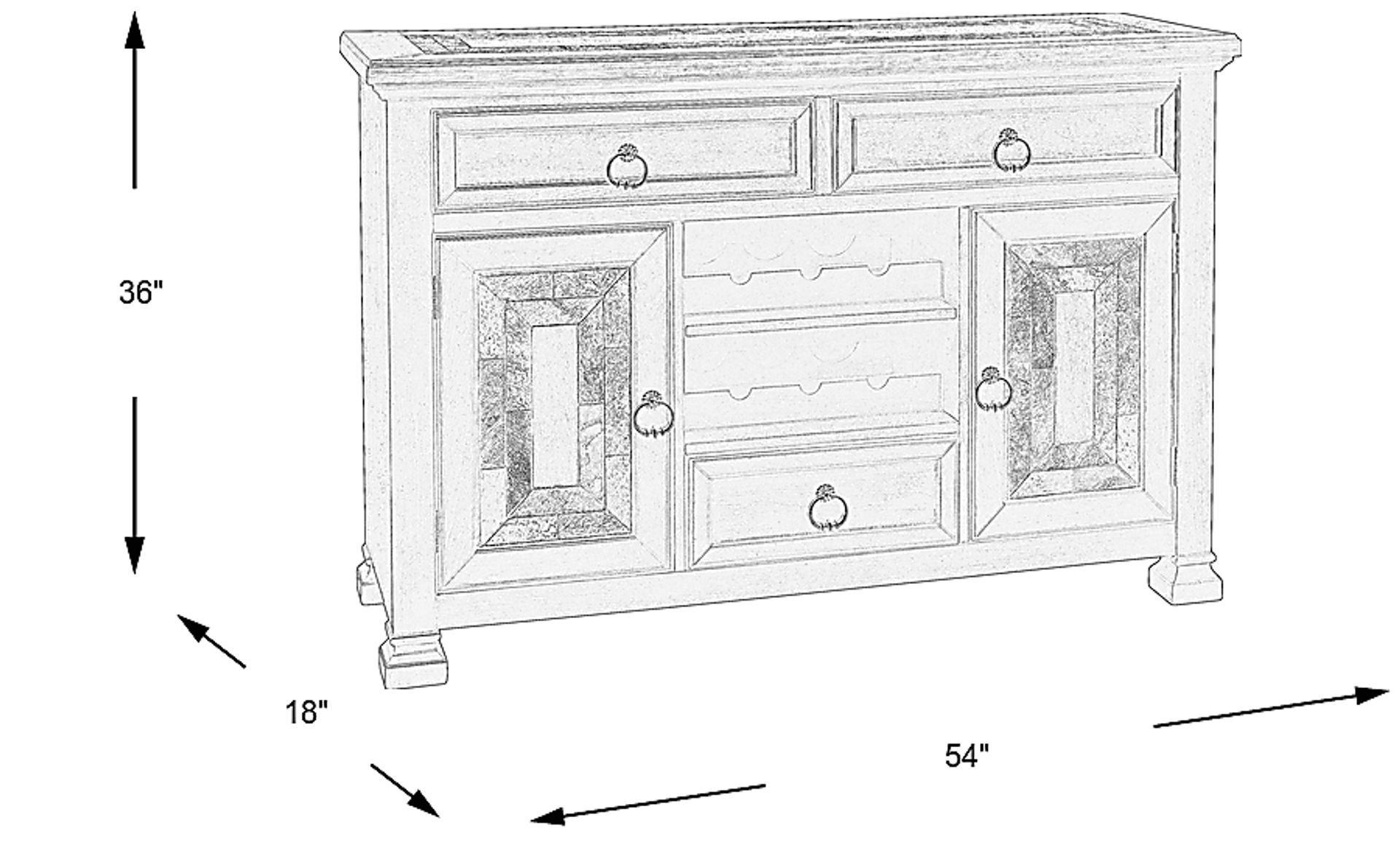 Dimension Image. Please refer to the Dimension Tab on this page for dimension details.