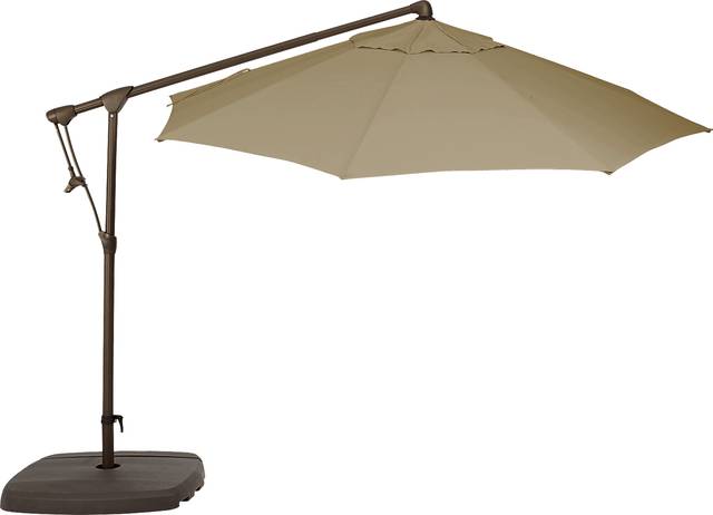 Seaport 10' Octagon Beige Outdoor Cantilever Umbrella with Base and Stand - Thumbnail - Image 2