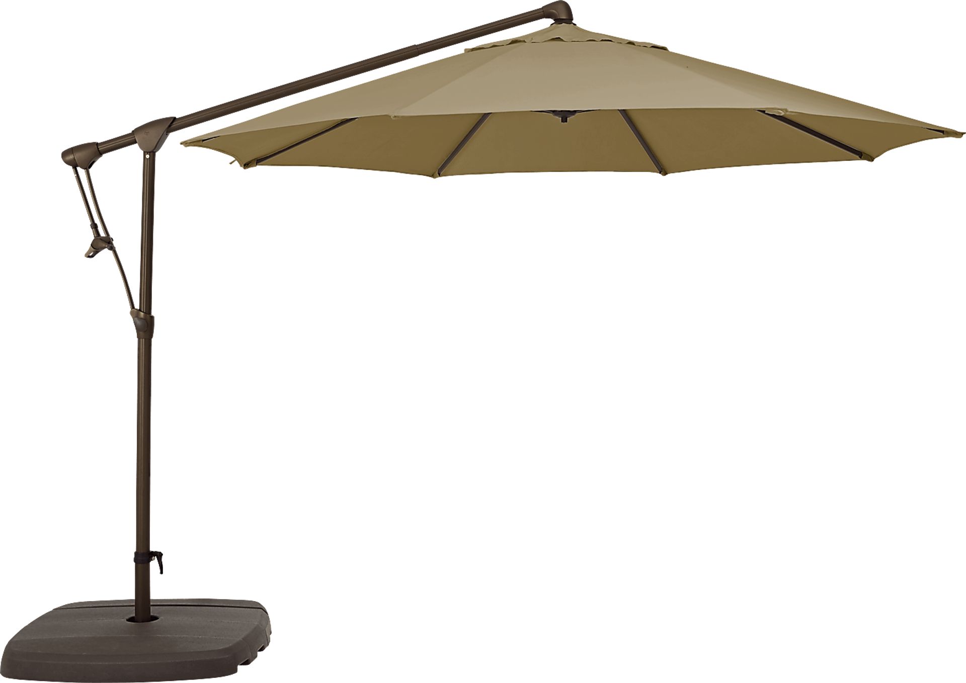 Seaport 10' Octagon Beige Outdoor Cantilever Umbrella with Base and Stand - Image 1