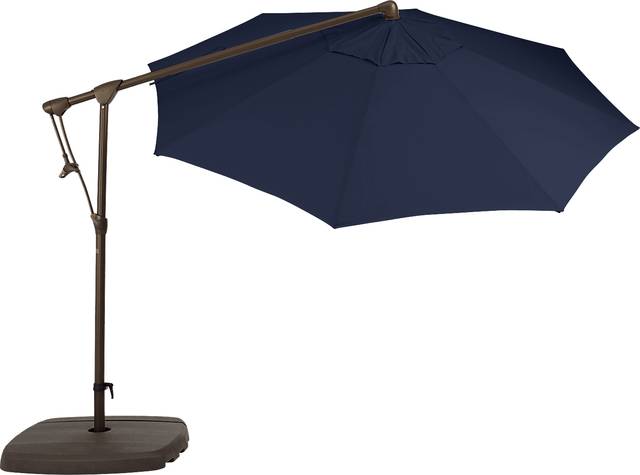 Seaport 10' Octagon Navy Outdoor Cantilever Umbrella with Base and Stand - Thumbnail - Image 3