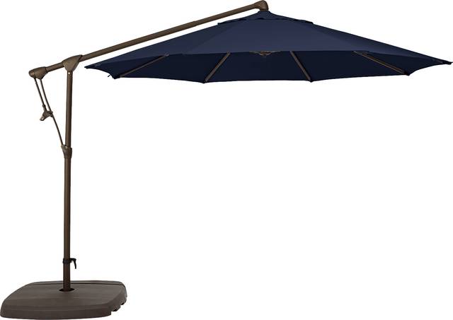 Seaport 10' Octagon Navy Outdoor Cantilever Umbrella with Base and Stand - Thumbnail - Image 1