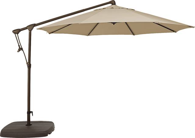 Seaport 10' Octagon Stone Outdoor Cantilever Umbrella with Base and Stand - Thumbnail - Image 1