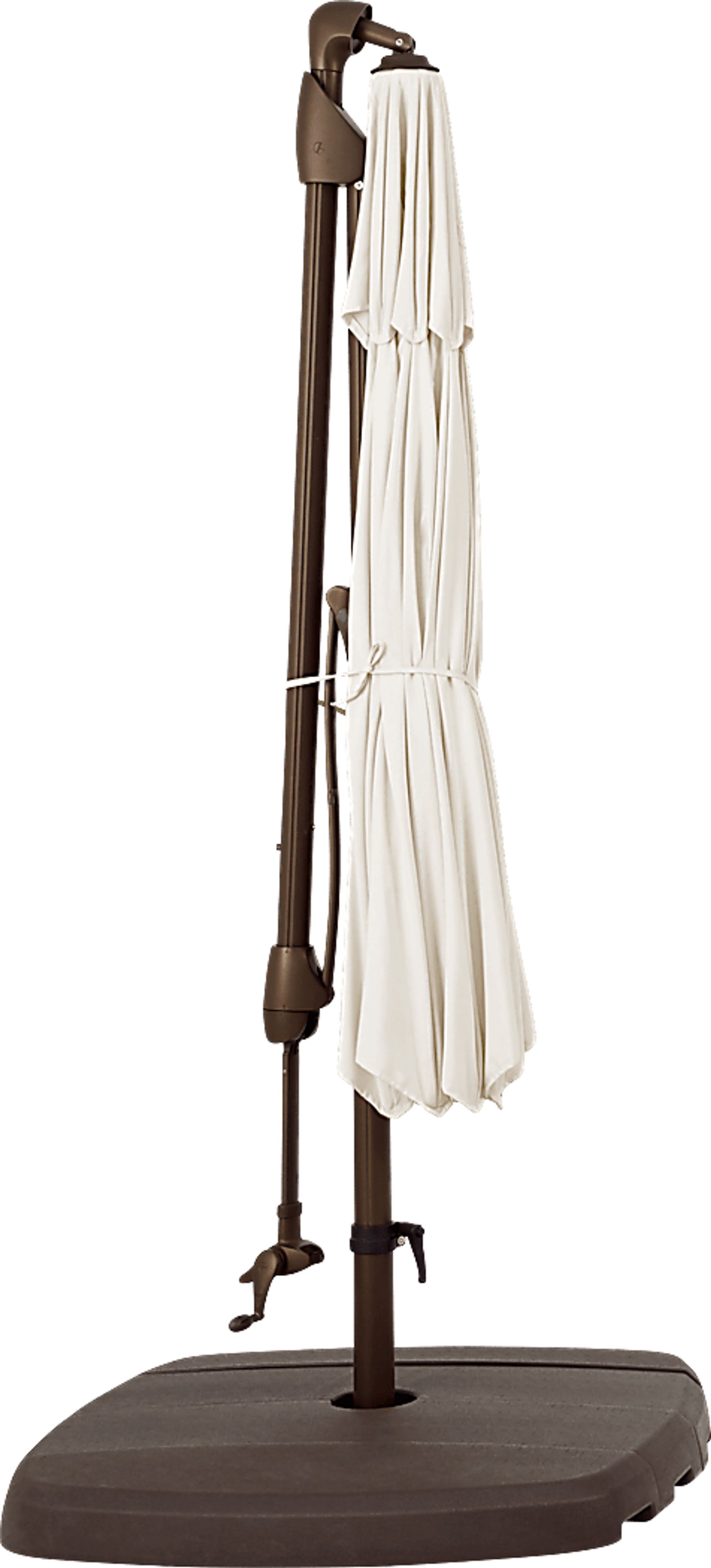 Seaport 10' Octagon Vanilla Outdoor Cantilever Umbrella with Base and Stand - Image 4