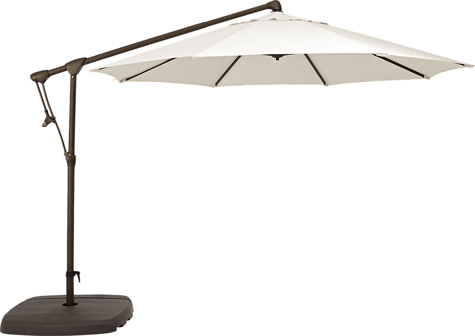 Seaport 10' Octagon Vanilla Outdoor Cantilever Umbrella with Base and Stand - Image 1