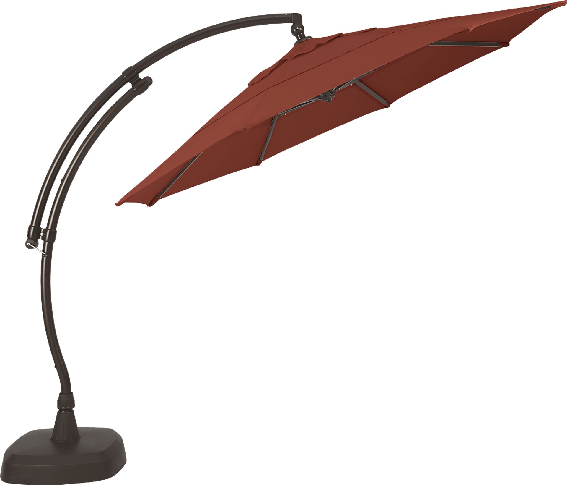 Seaport 11' Octagon Terracotta Outdoor Cantilever Umbrella with Base and Stand - Image 2