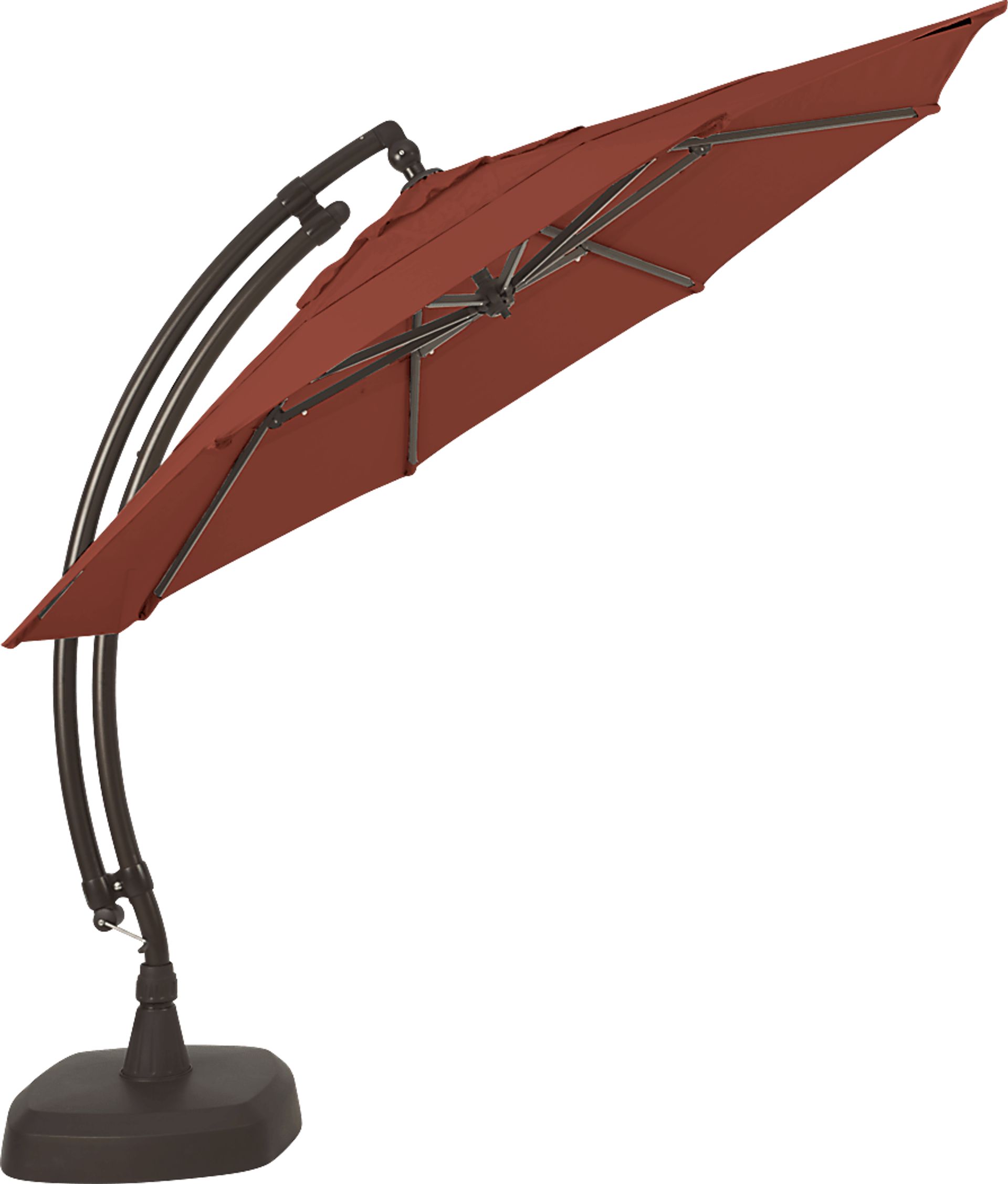Seaport 11' Octagon Terracotta Outdoor Cantilever Umbrella with Base and Stand - Image 3