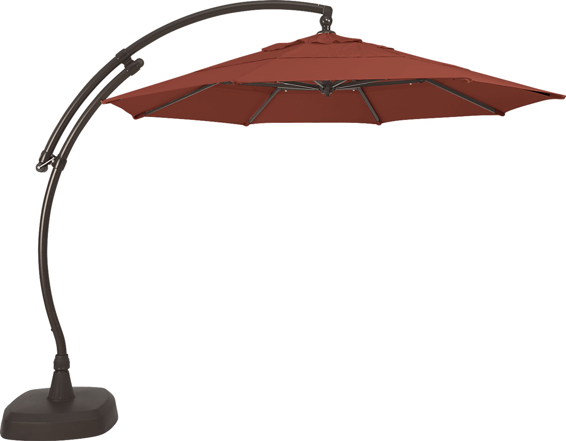 Seaport 11' Octagon Terracotta Outdoor Cantilever Umbrella with Base and Stand - Image 1