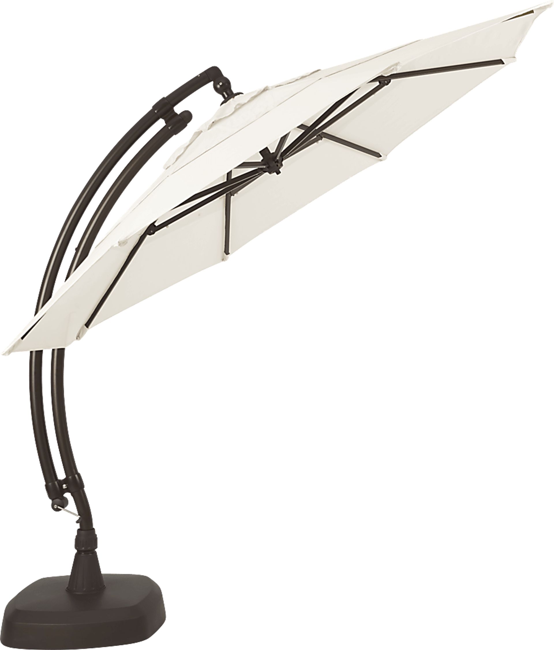 La Mesa Cove 11' Octagon Natural Outdoor Cantilever Umbrella with Base and Stand - Image 3