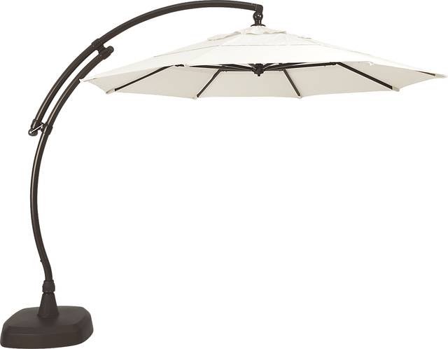 La Mesa Cove 11' Octagon Natural Outdoor Cantilever Umbrella with Base and Stand - Thumbnail - Image 1