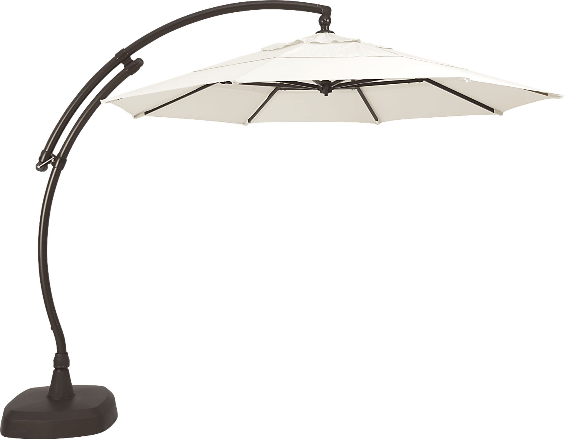La Mesa Cove 11' Octagon Natural Outdoor Cantilever Umbrella with Base and Stand - Image 1