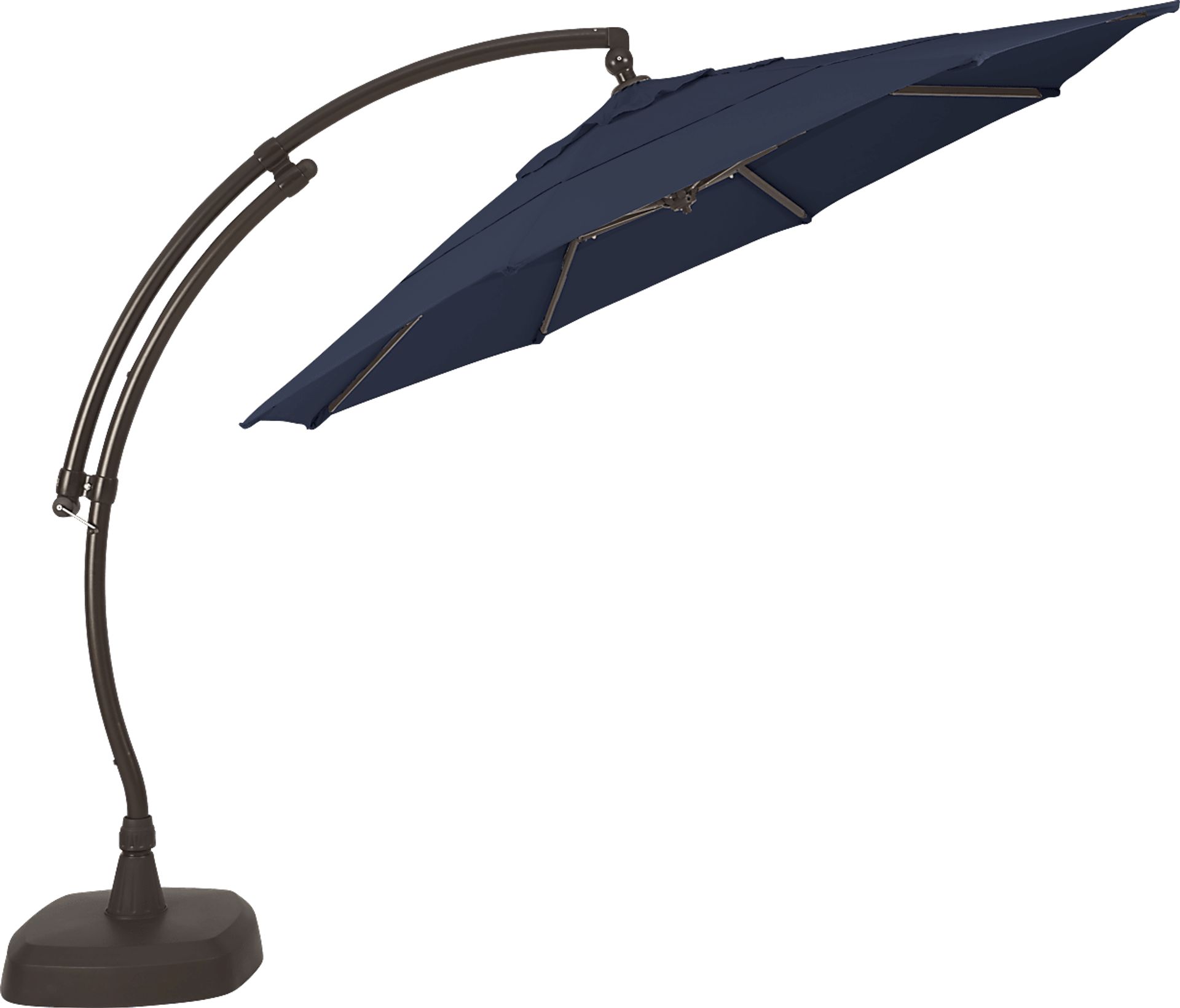 Seaport 11' Octagon Navy Outdoor Cantilever Umbrella with Base and Stand - Image 2