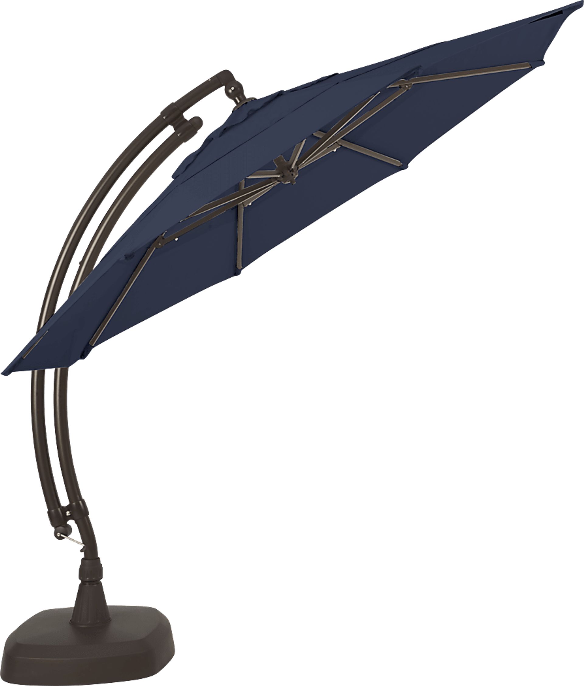 Seaport 11' Octagon Navy Outdoor Cantilever Umbrella with Base and Stand - Image 3