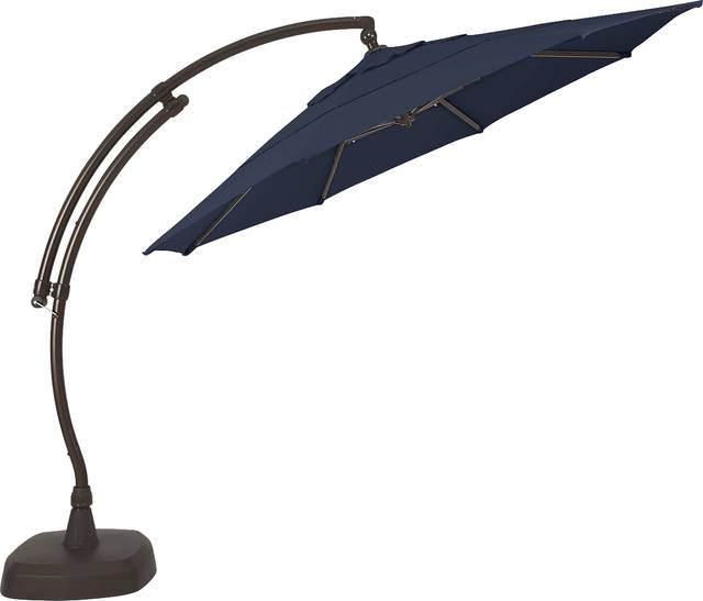 La Mesa Cove 11' Octagon Navy Outdoor Cantilever Umbrella with Base and Stand - Thumbnail - Image 2