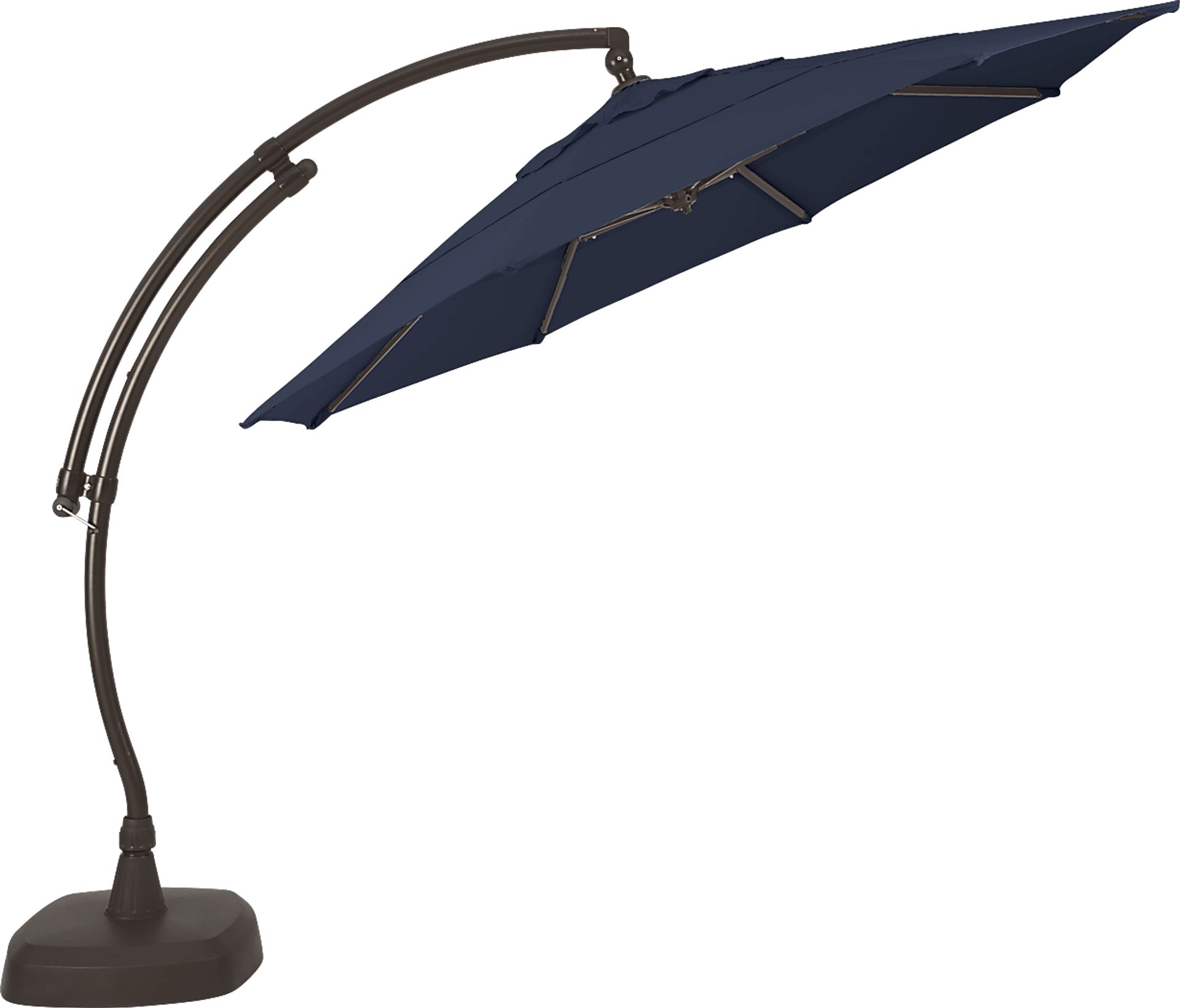 La Mesa Cove 11' Octagon Navy Outdoor Cantilever Umbrella with Base and Stand - Image 2