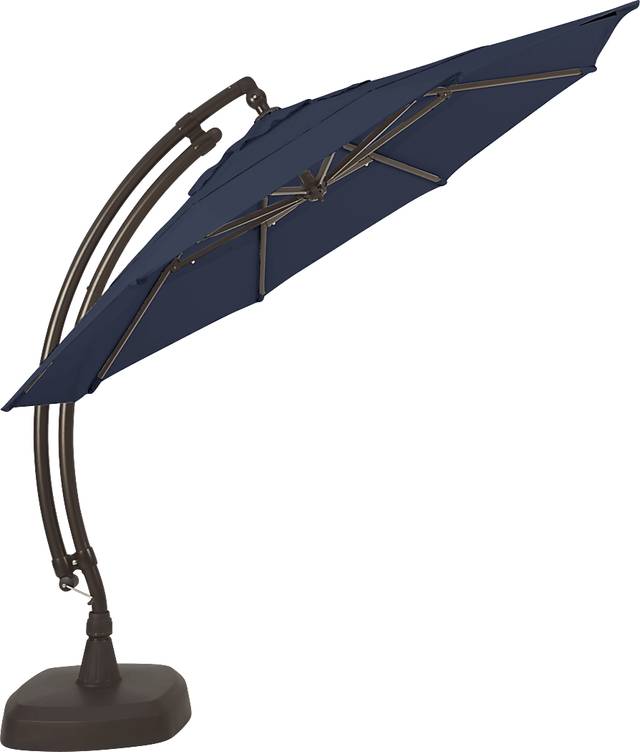 La Mesa Cove 11' Octagon Navy Outdoor Cantilever Umbrella with Base and Stand - Thumbnail - Image 3