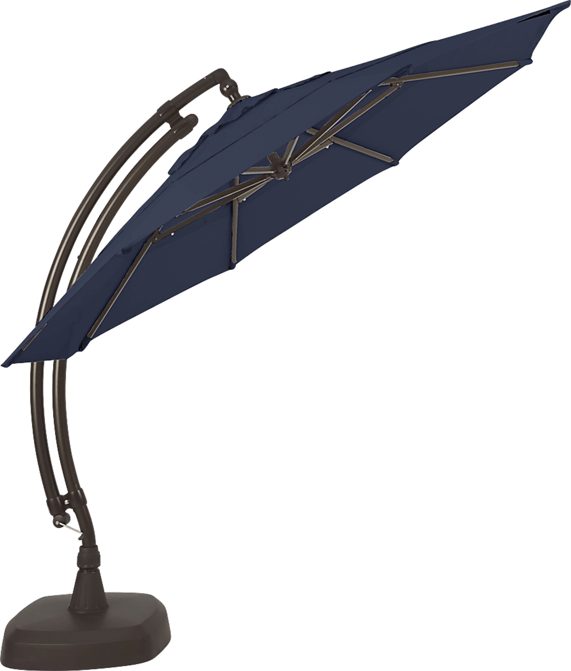 La Mesa Cove 11' Octagon Navy Outdoor Cantilever Umbrella with Base and Stand - Image 3