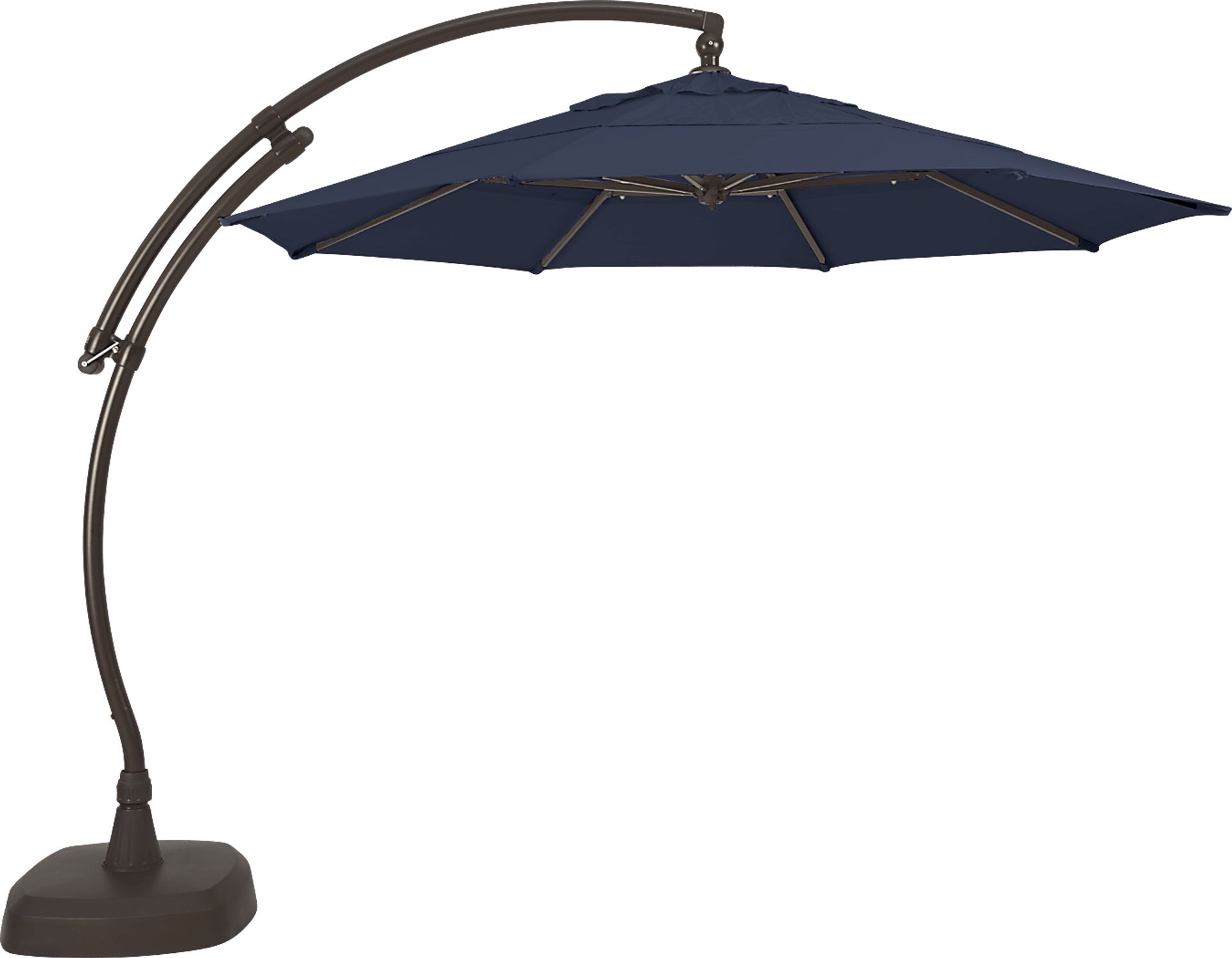 La Mesa Cove 11' Octagon Navy Outdoor Cantilever Umbrella with Base and Stand - Image 1