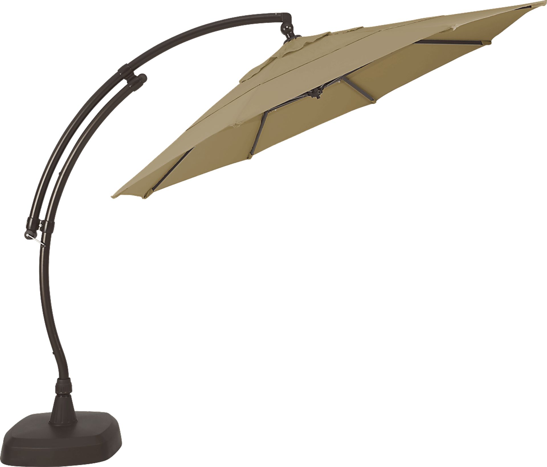 Seaport 11' Octagon Sand Outdoor Cantilever Umbrella with Base and Stand - Image 2