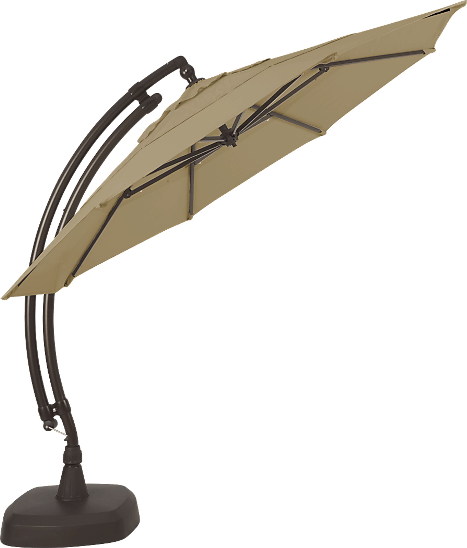 Seaport 11' Octagon Sand Outdoor Cantilever Umbrella with Base and Stand - Image 3