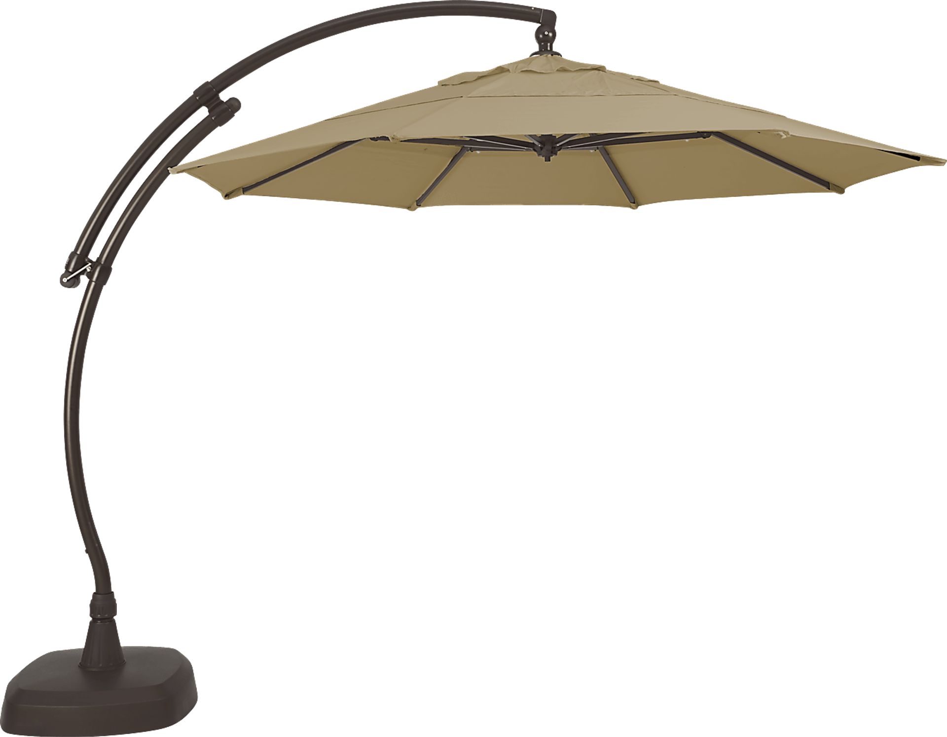 Seaport 11' Octagon Sand Outdoor Cantilever Umbrella with Base and Stand - Image 1