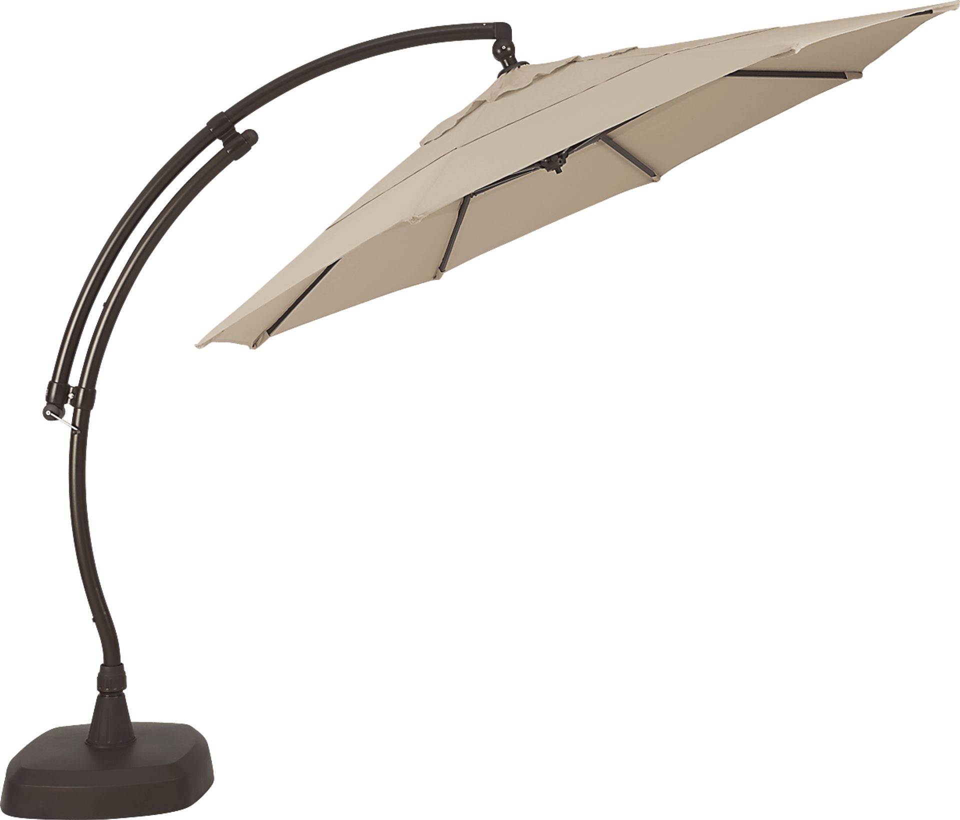 La Mesa Cove 11' Octagon Stone Outdoor Cantilever Umbrella with Base and Stand - Image 2