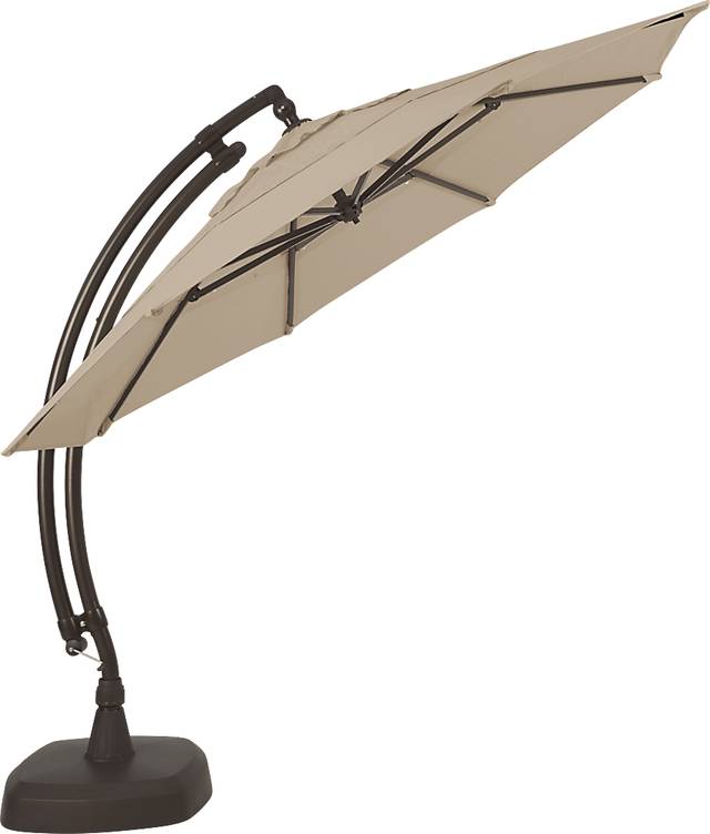 La Mesa Cove 11' Octagon Stone Outdoor Cantilever Umbrella with Base and Stand - Thumbnail - Image 3