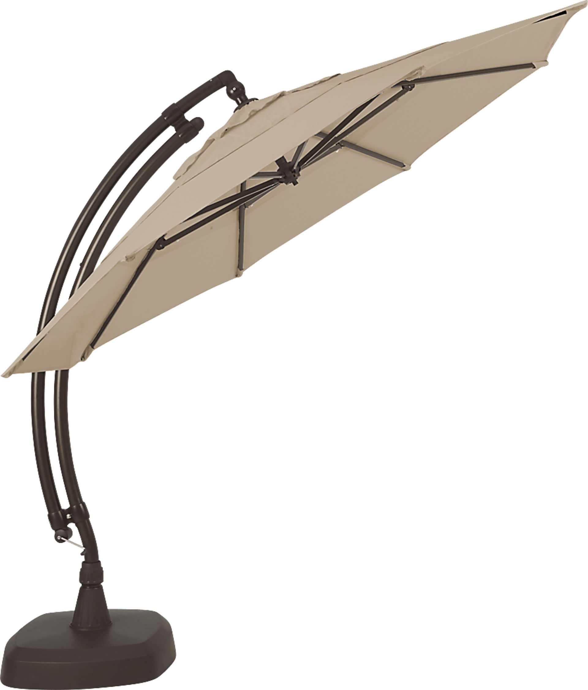 La Mesa Cove 11' Octagon Stone Outdoor Cantilever Umbrella with Base and Stand - Image 3