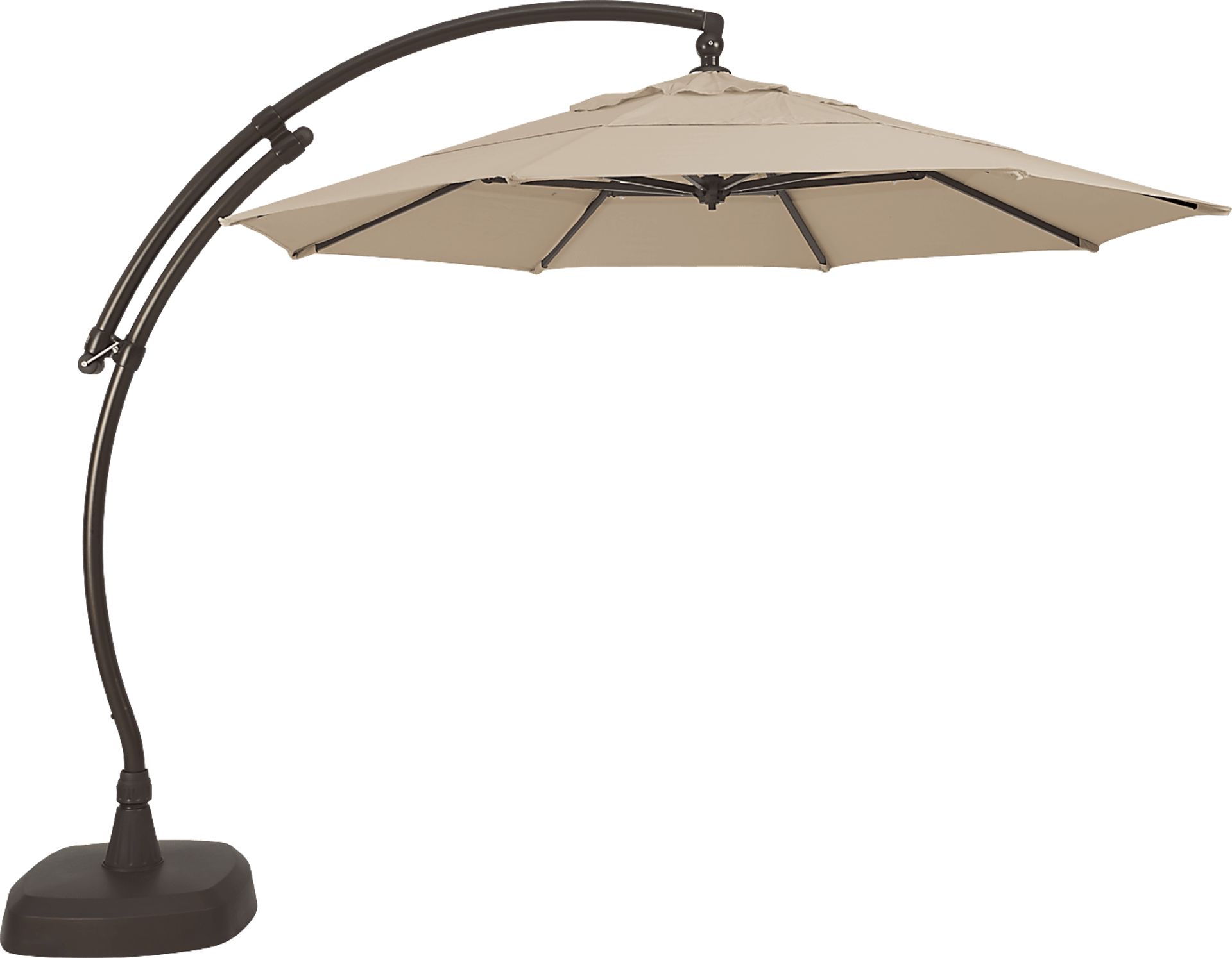 La Mesa Cove 11' Octagon Stone Outdoor Cantilever Umbrella with Base and Stand - Image 1