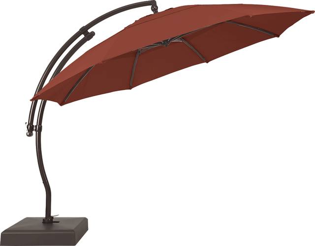 Seaport 13' Terracotta Outdoor Curve Cantilever Umbrella with Base and Stand - Thumbnail - Image 2