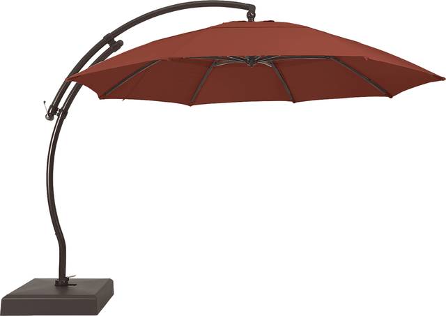 Seaport 13' Terracotta Outdoor Curve Cantilever Umbrella with Base and Stand - Thumbnail - Image 1