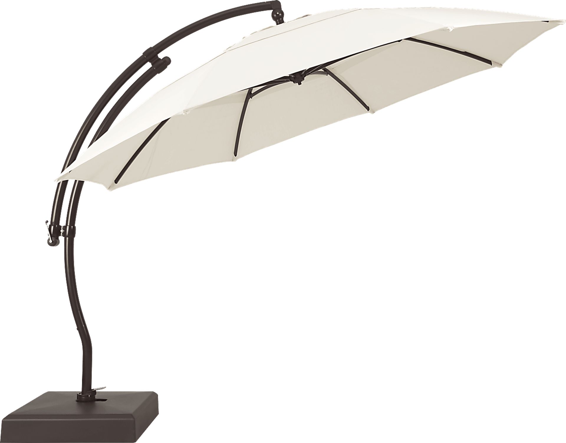 La Mesa Cove 13' Natural Outdoor Curve Cantilever Umbrella with Base and Stand - Image 2