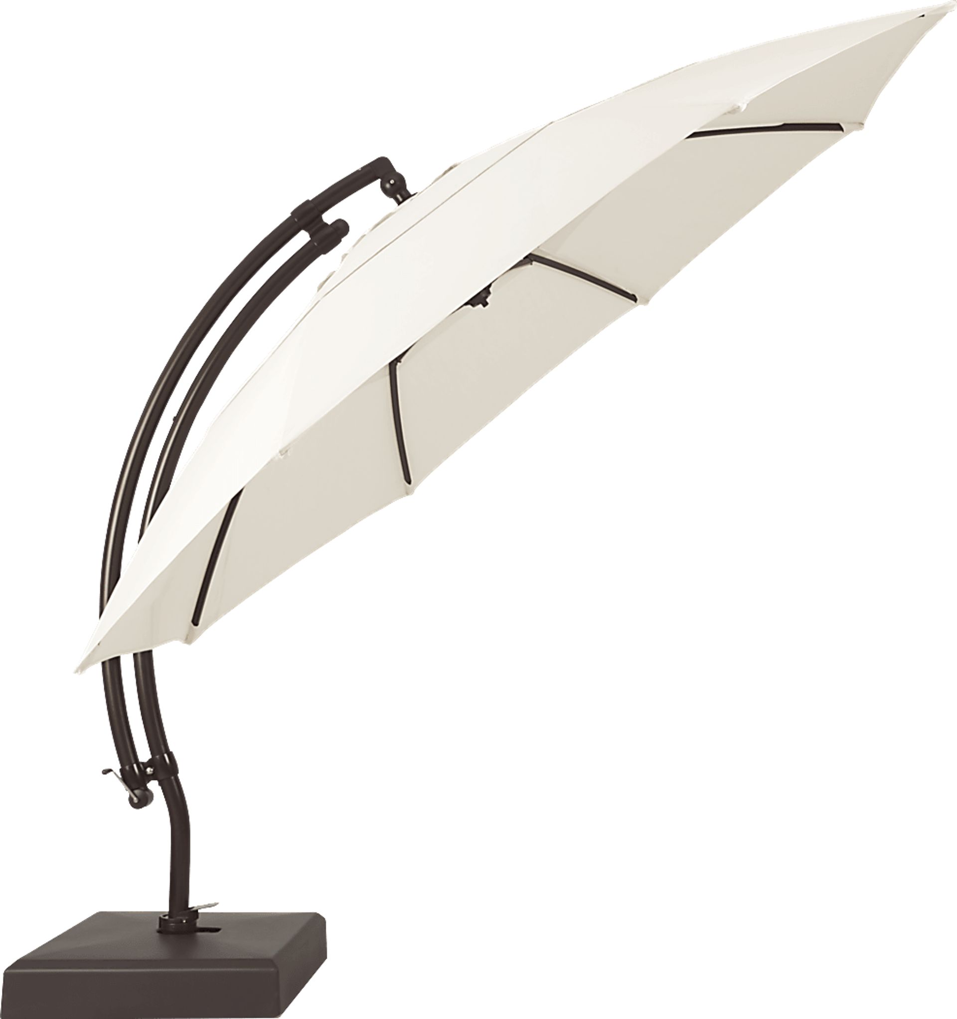 La Mesa Cove 13' Natural Outdoor Curve Cantilever Umbrella with Base and Stand - Image 3