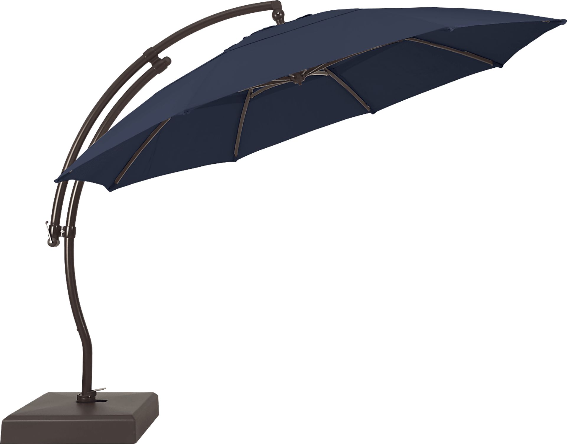 La Mesa Cove 13' Navy Outdoor Curve Cantilever Umbrella with Base and Stand - Image 2