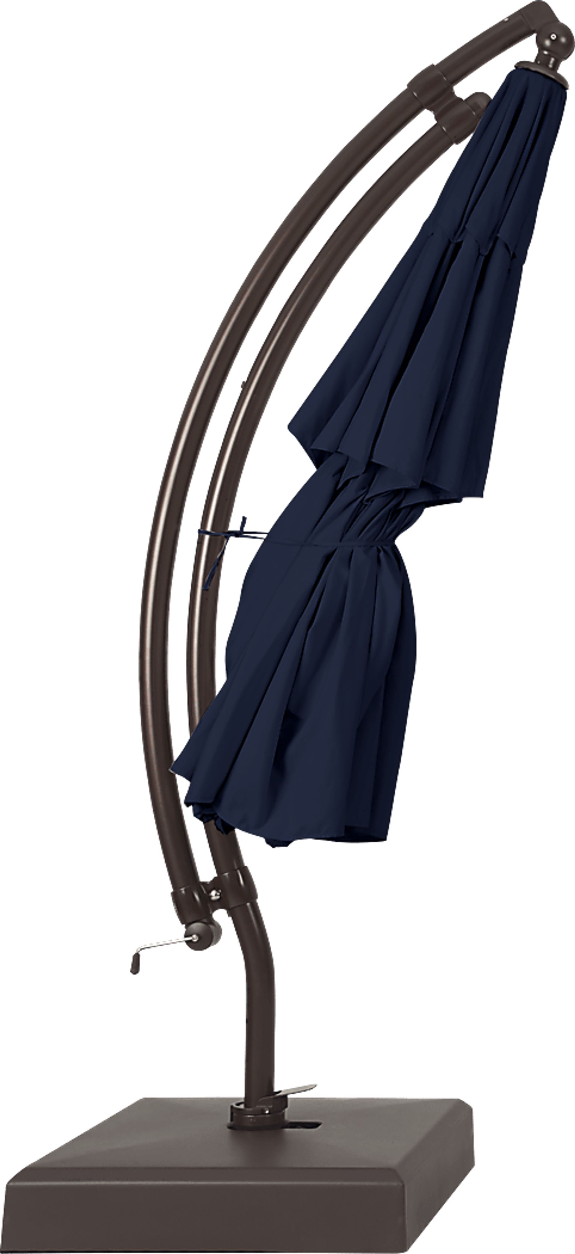La Mesa Cove 13' Navy Outdoor Curve Cantilever Umbrella with Base and Stand - Image 4