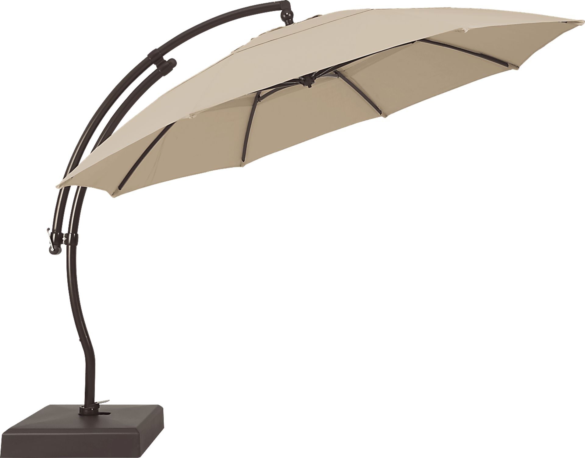 La Mesa Cove 13' Flax Outdoor Curve Cantilever Umbrella with Base and Stand - Image 2
