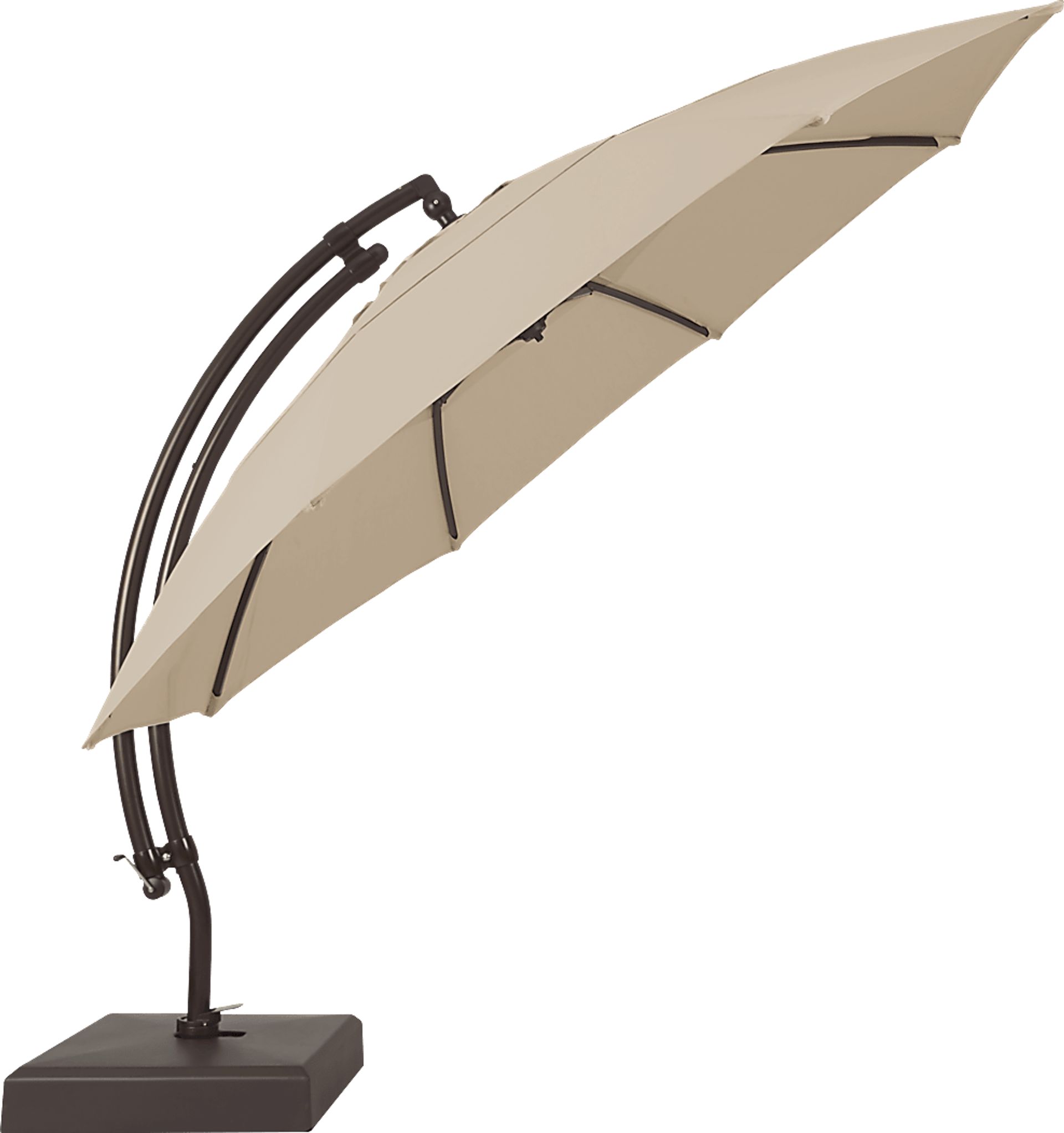 La Mesa Cove 13' Flax Outdoor Curve Cantilever Umbrella with Base and Stand - Image 3