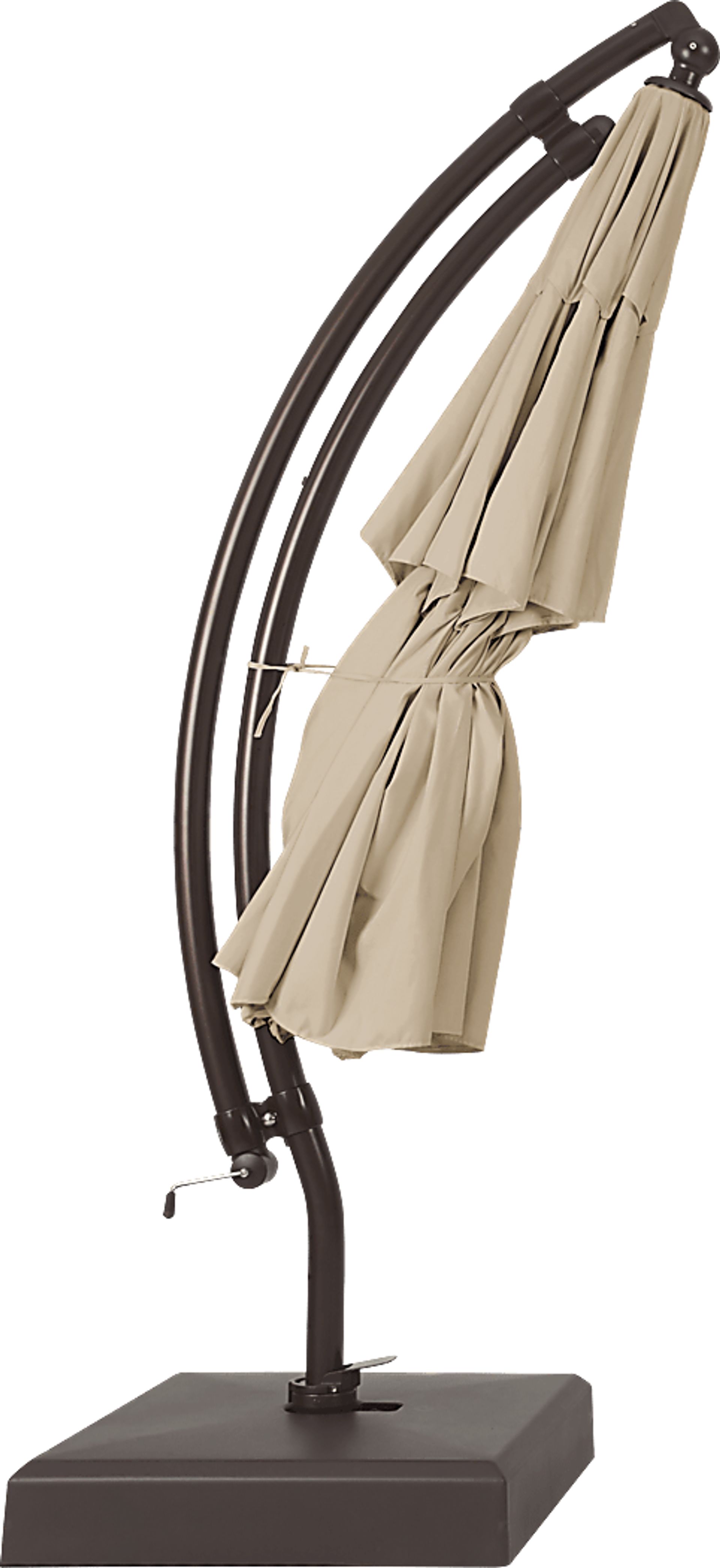 La Mesa Cove 13' Flax Outdoor Curve Cantilever Umbrella with Base and Stand - Image 4