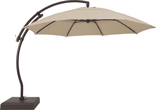 La Mesa Cove 13' Flax Outdoor Curve Cantilever Umbrella with Base and Stand