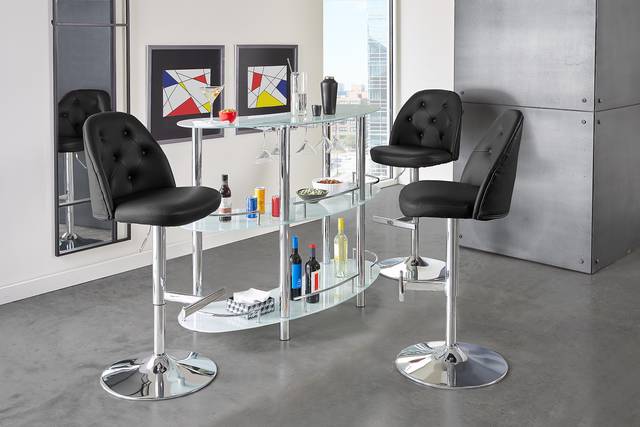 Searcy Platinum 3 Pc Bar Set with Black Stools - Thumbnail - Image 1