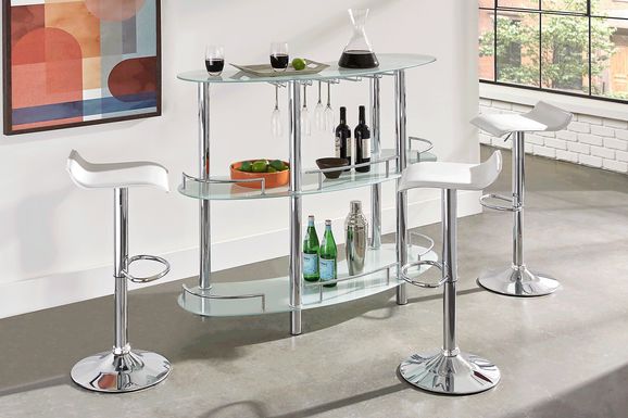 Searcy Platinum 3 Pc Bar Set with White Stools