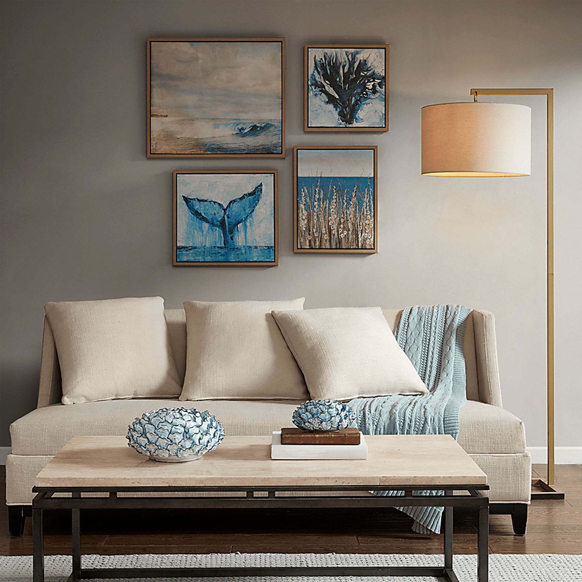 Seaside Glimpse Blue Artwork, Set of 4 - Image 2