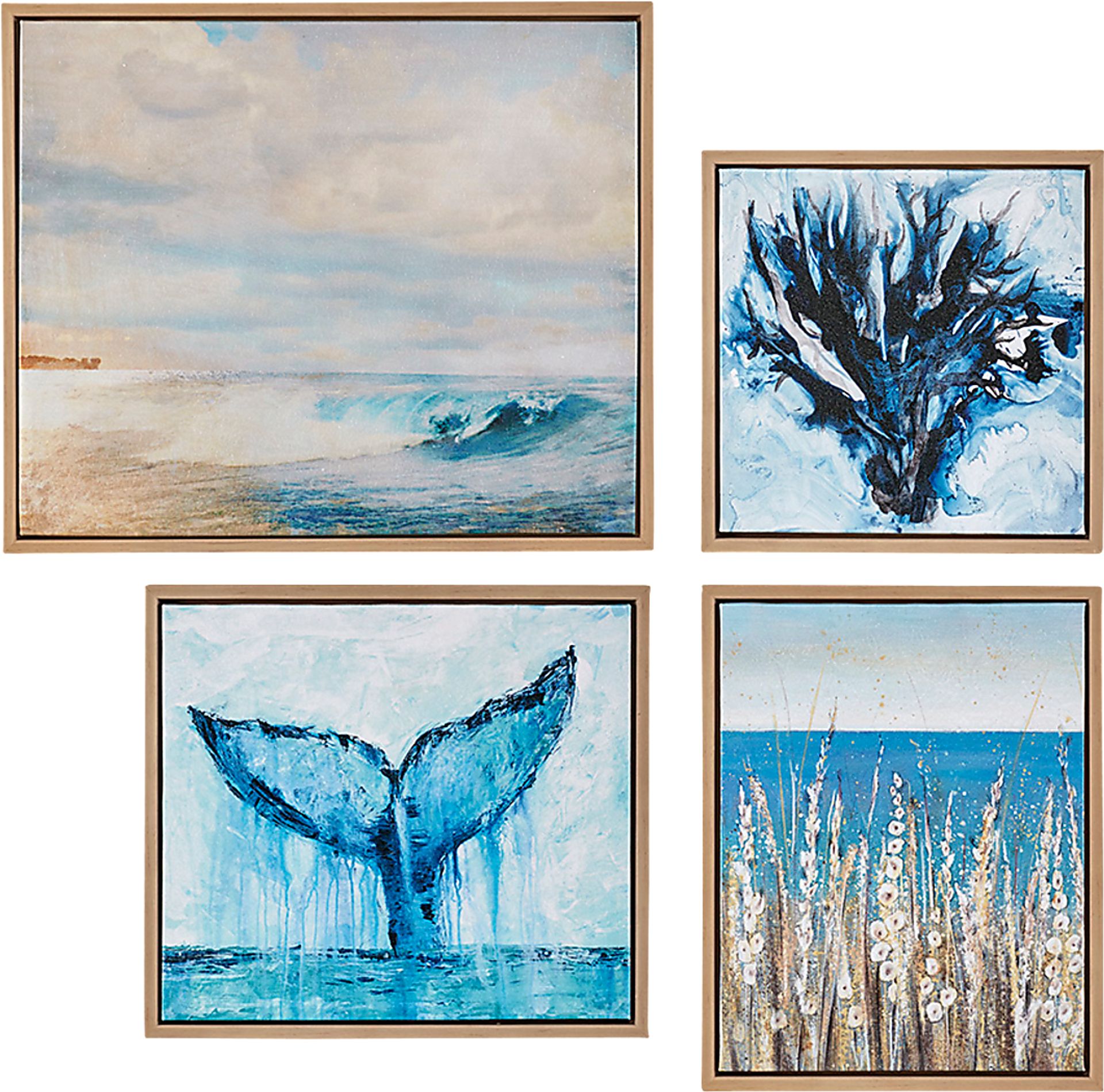 Seaside Glimpse Blue Artwork, Set of 4 - Image 1