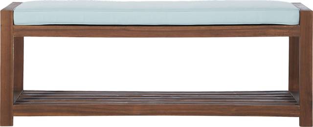 Sebbins Dark Brown/Blue Outdoor Dining Bench - Thumbnail - Image 2