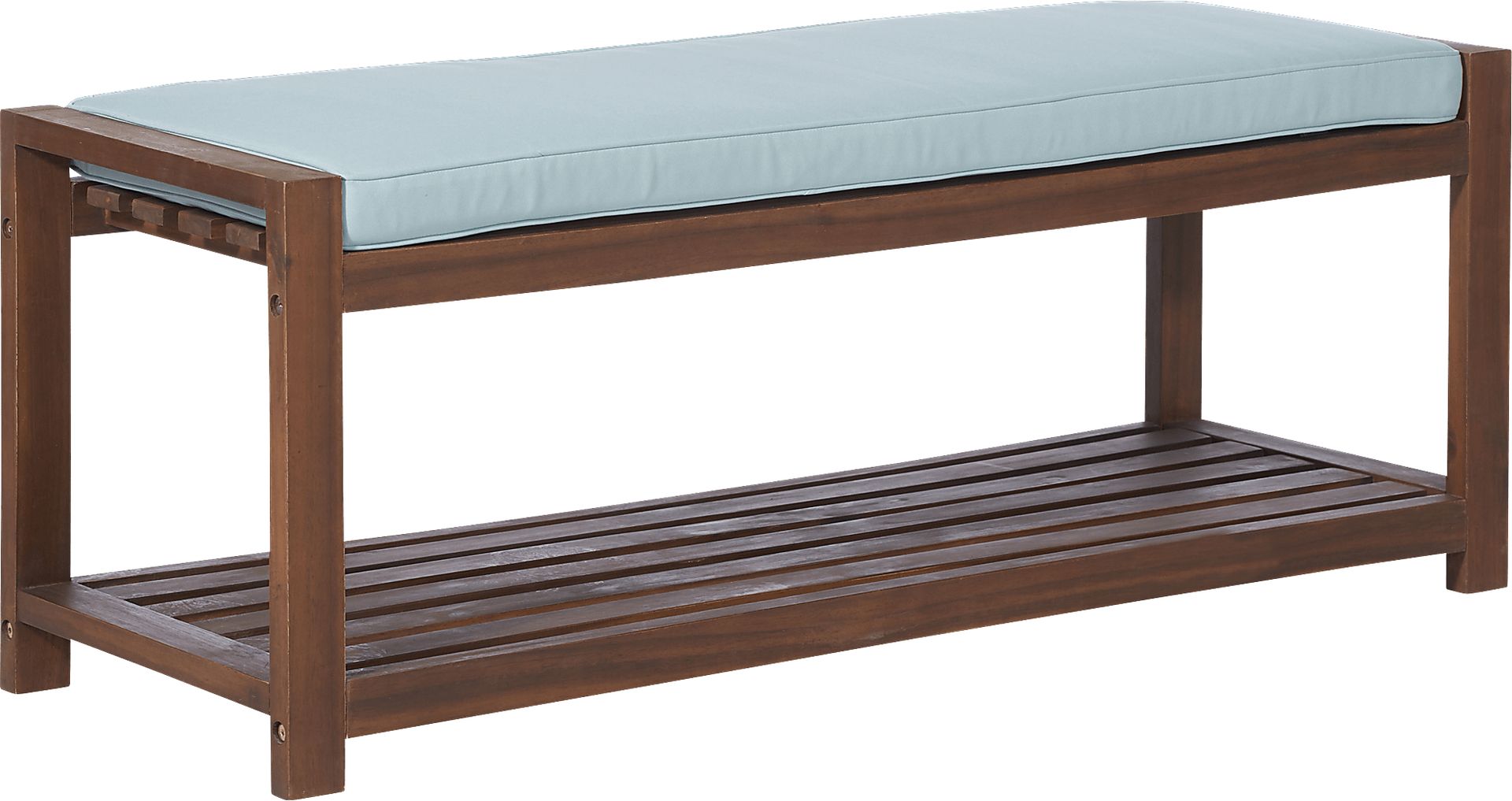Sebbins Dark Brown/Blue Outdoor Dining Bench - Image 1