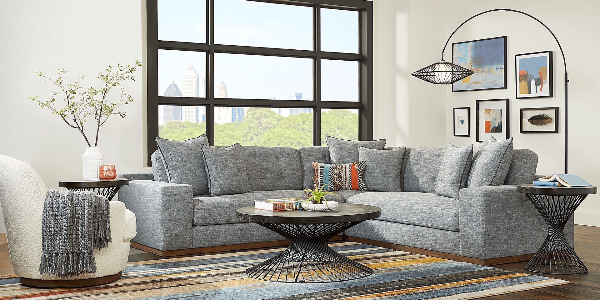 Sedona Ridge Gray Chenille Fabric 3 Pc Sectional | Rooms to Go